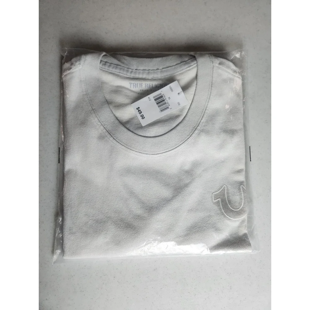 True Religion Buddha Guitar Graphic T Shirt XL Light Grey Cotton Blend - Picture 5 of 8
